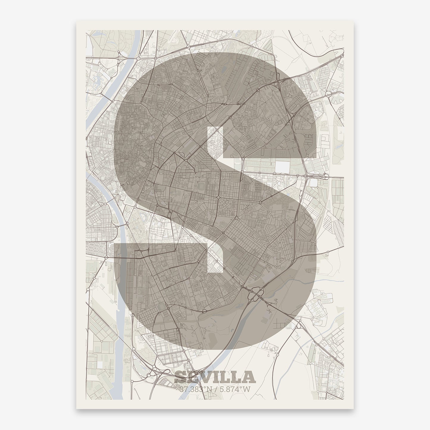 Sevilla Map V02 Rustic / No Frame / No