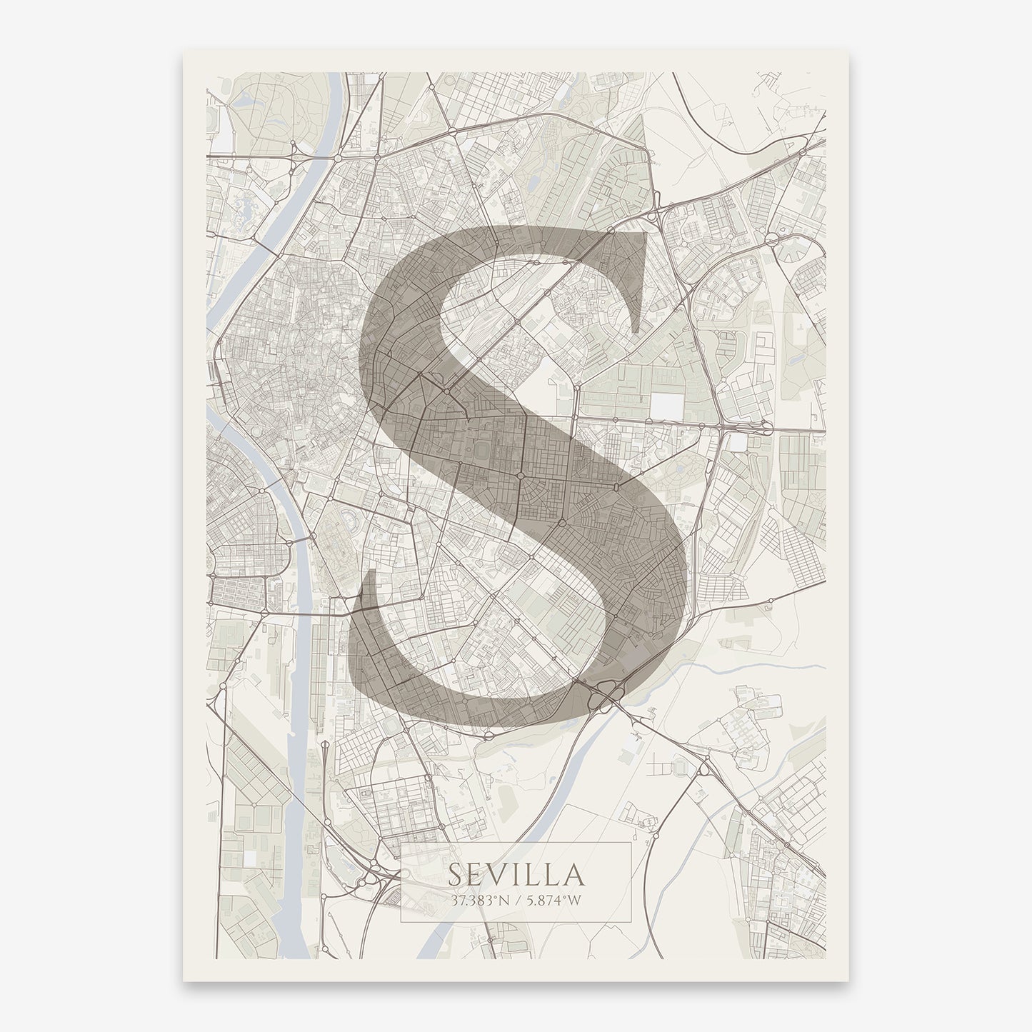 Sevilla Map V06 Rustic / No Frame / No