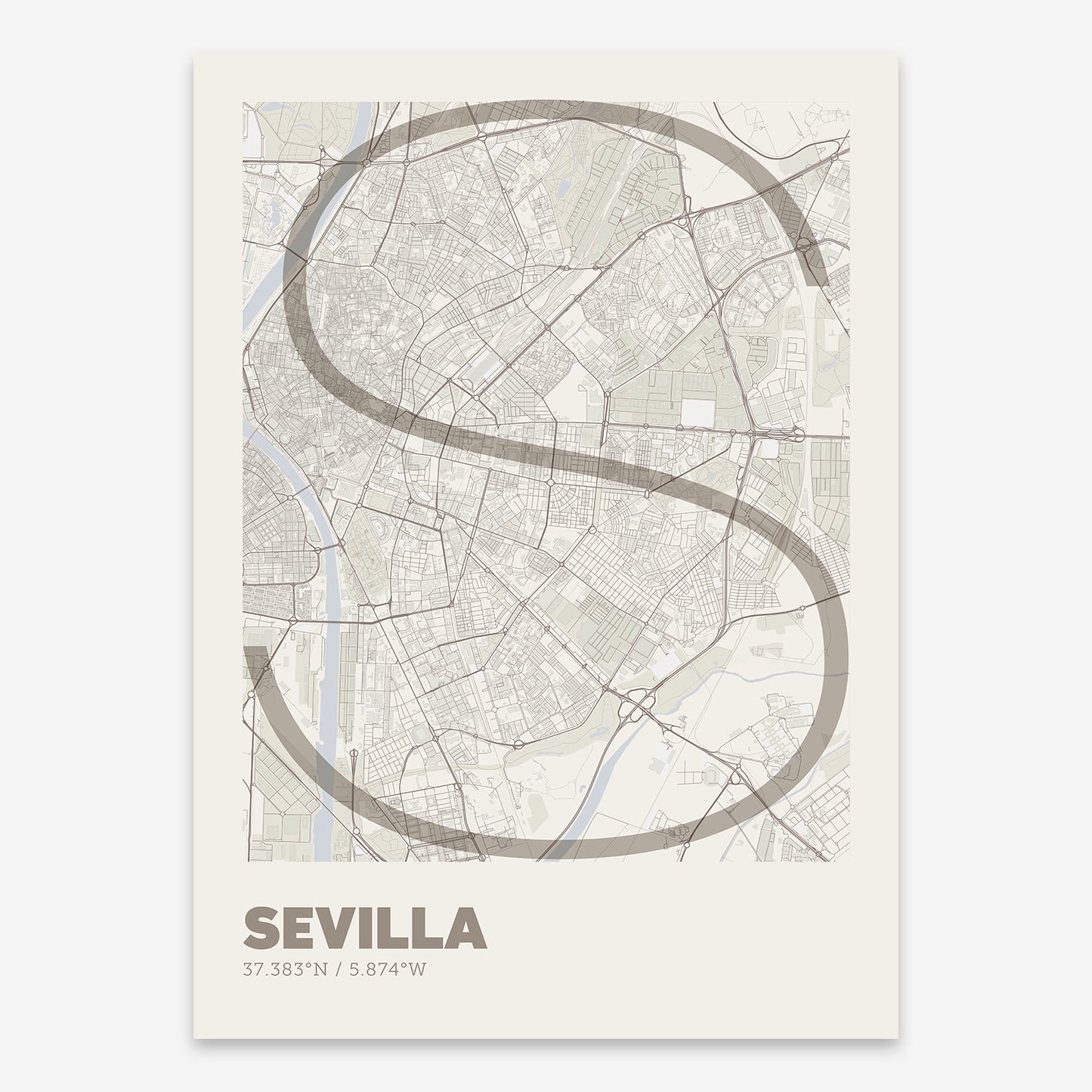 Sevilla Map V07 Rustic / No Frame / No