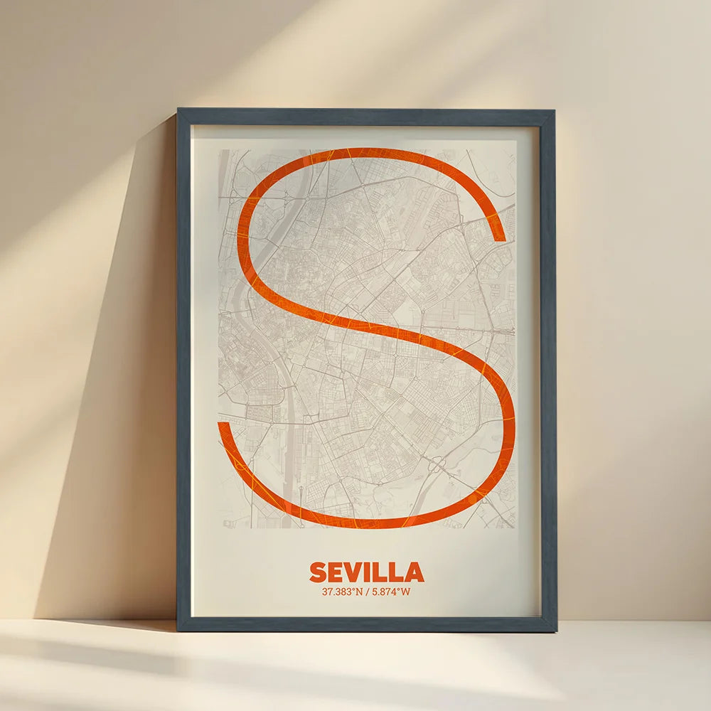 Decorative poster of Seville – Ultra-thin typographic art