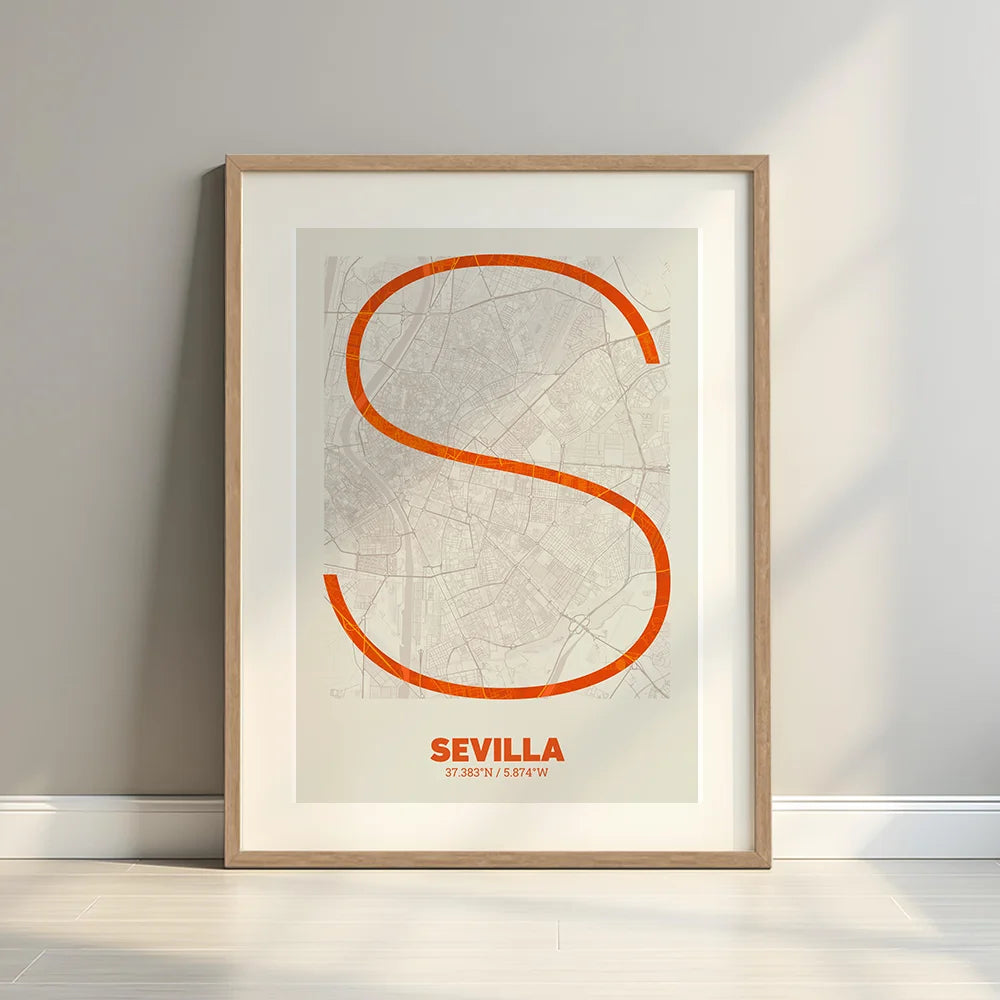 Póster decorativo de Sevilla – Arte tipográfico ultrafino
