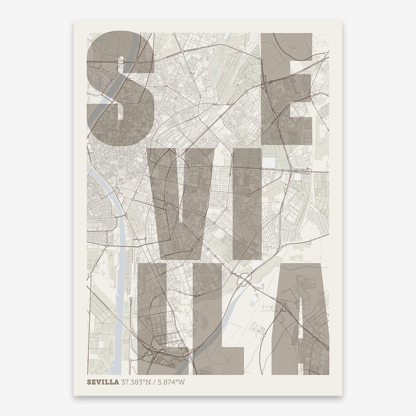 Sevilla Map V08 Rustic / No Frame / No