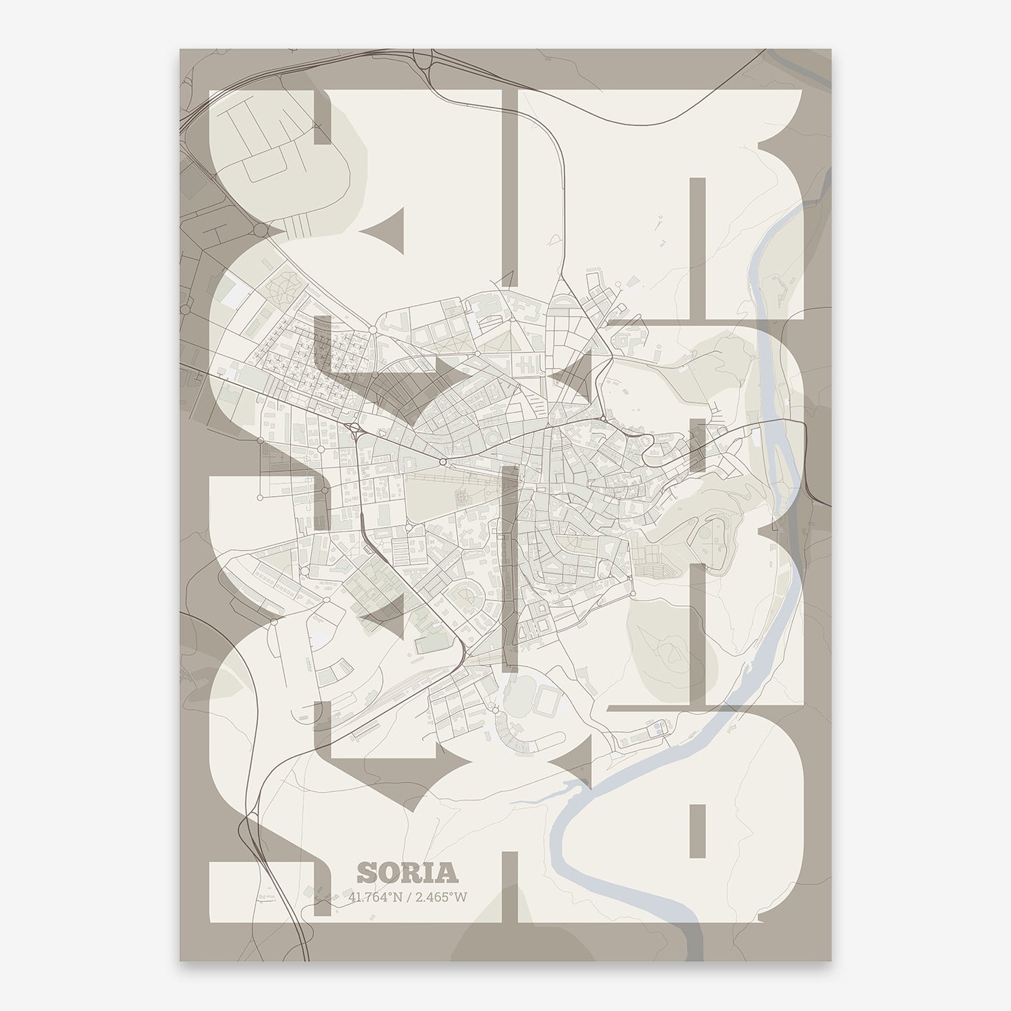 Soria Map V03 Rustic / Frame / Yes