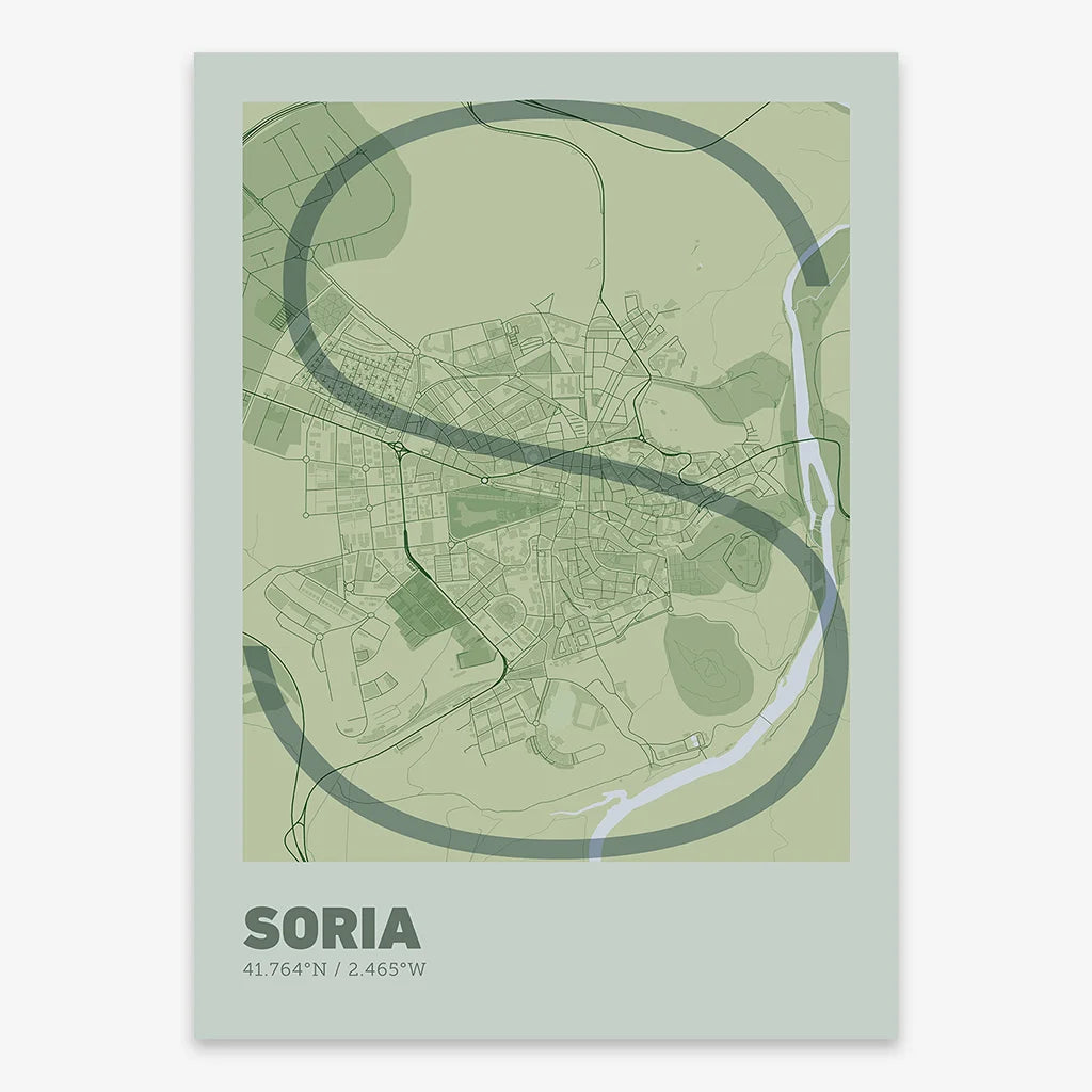 Poster of Soria composed with letters in extra light font printed on two green tones
