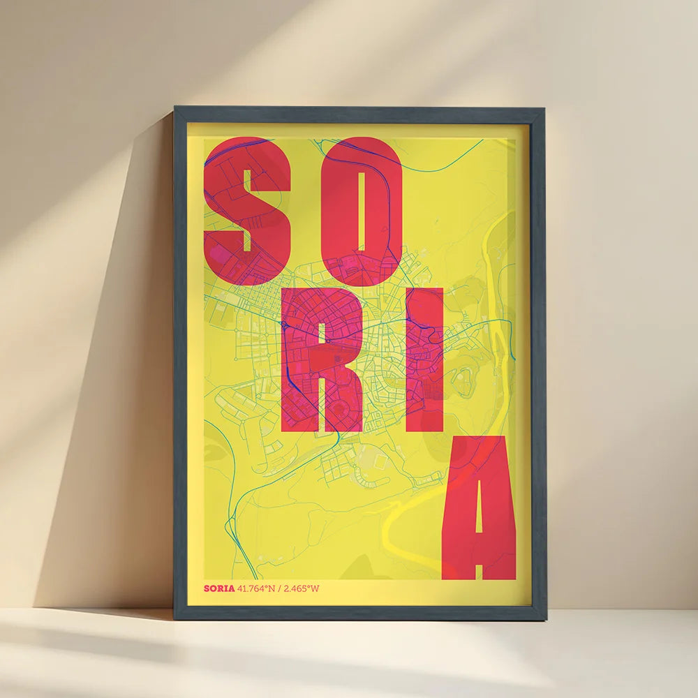 Creative print of Soria – Graphic design and typography on a map