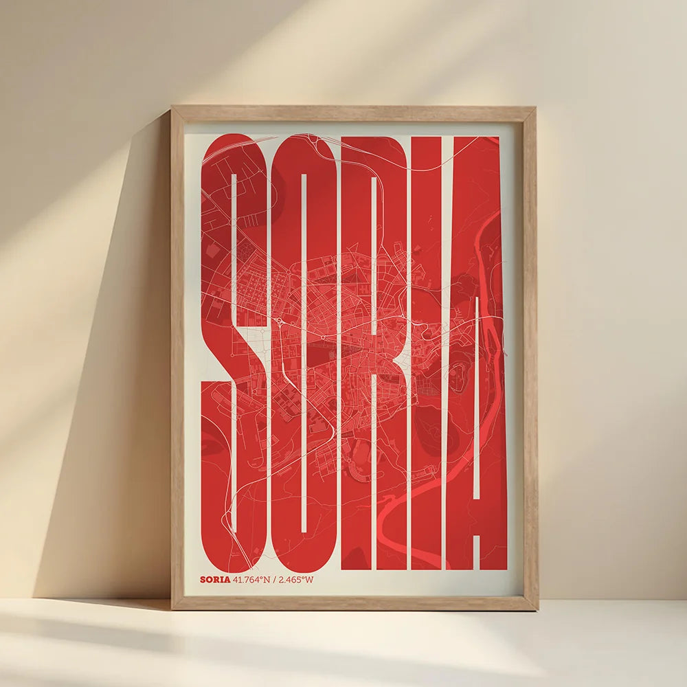Graphic souvenir of Soria – Contemporary typographic print