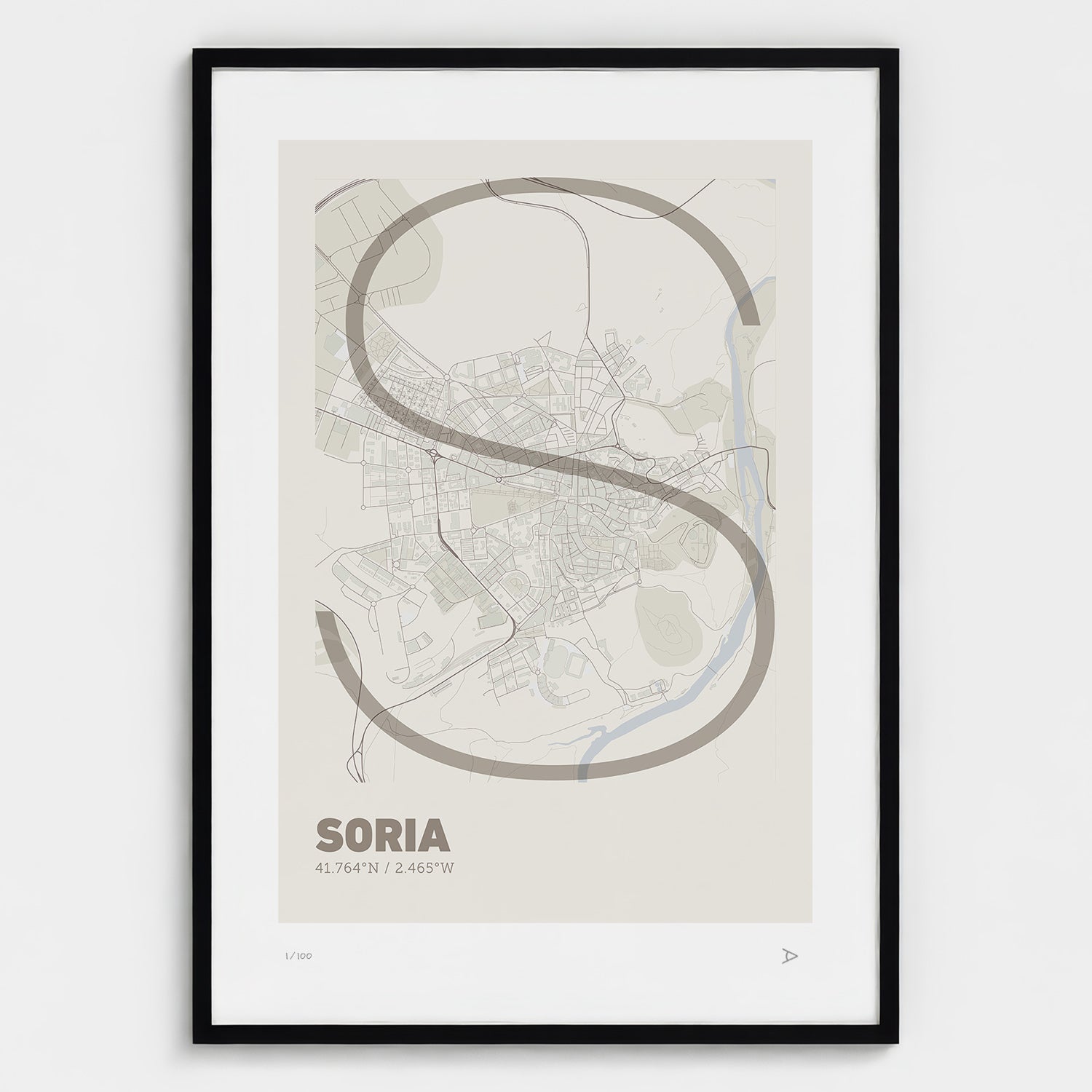 Lámina tipográfica de Soria – diseño Ultrafina, marco negro