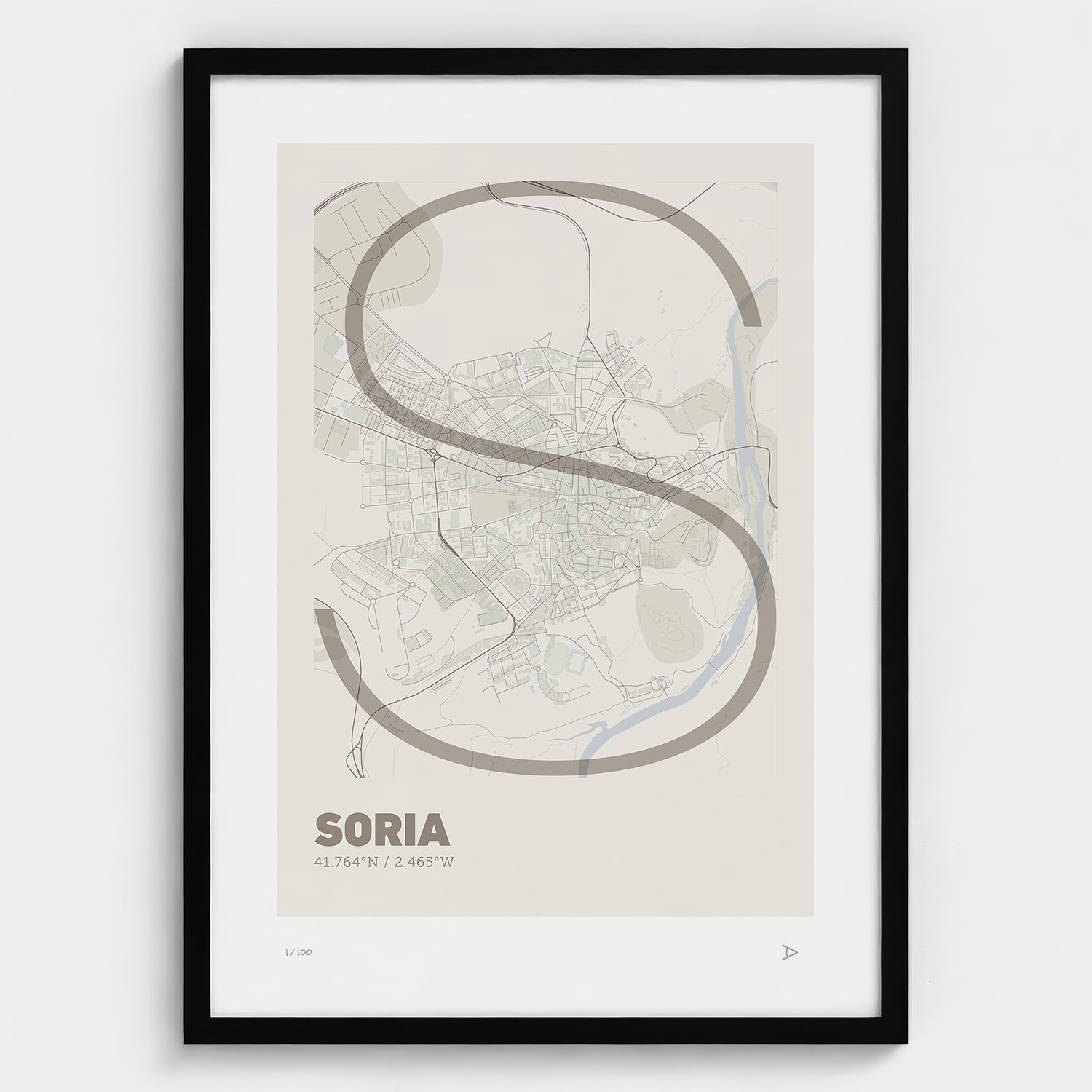 Lámina tipográfica de Soria – diseño Ultrafina, marco negro