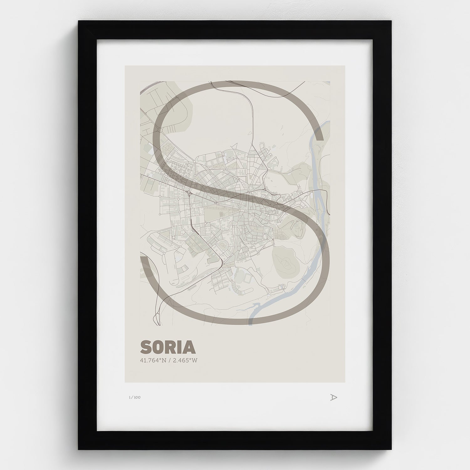 Lámina tipográfica de Soria – diseño Ultrafina, marco negro