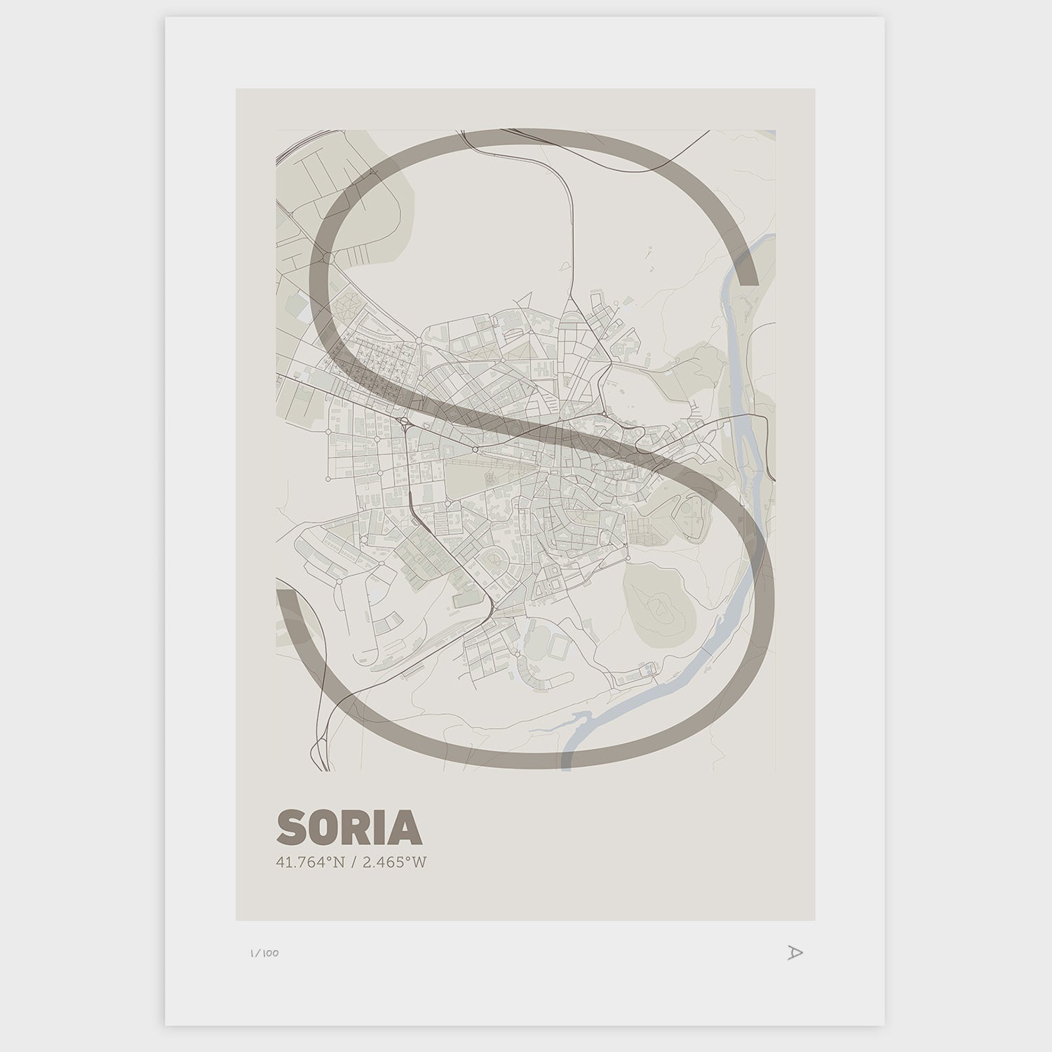 Lámina tipográfica de Soria – diseño Ultrafina, sin marco sobre papel