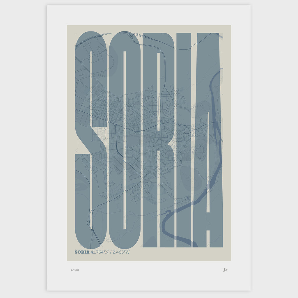Lámina tipográfica de Soria – diseño Extra Comprimida, sin marco sobre papel