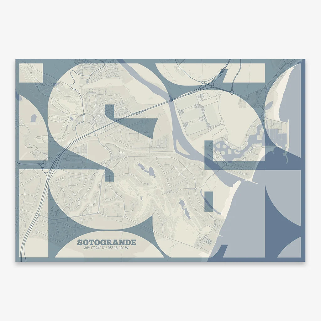 Sotogrande art poster with geometric typography - Custom decoration