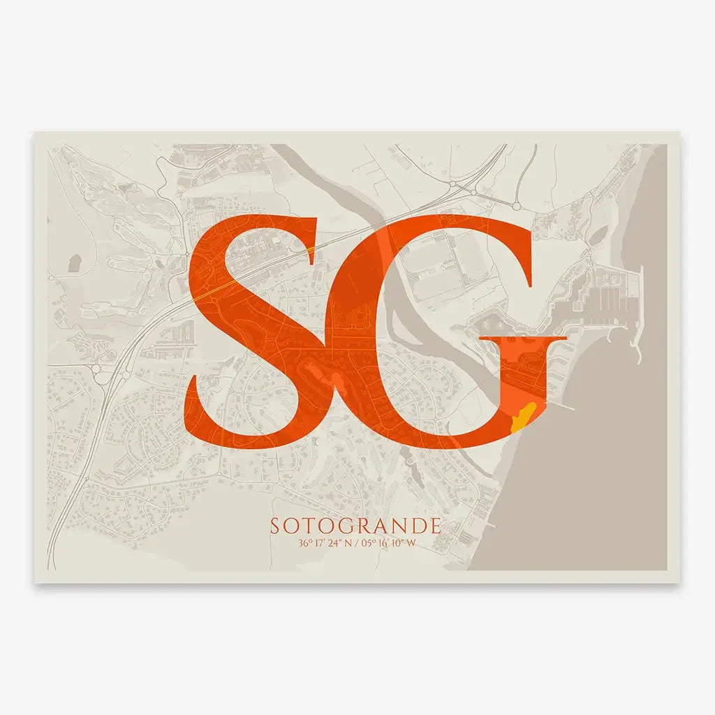 Sotogrande Map | Classic Sophisticated Art – LetraMap