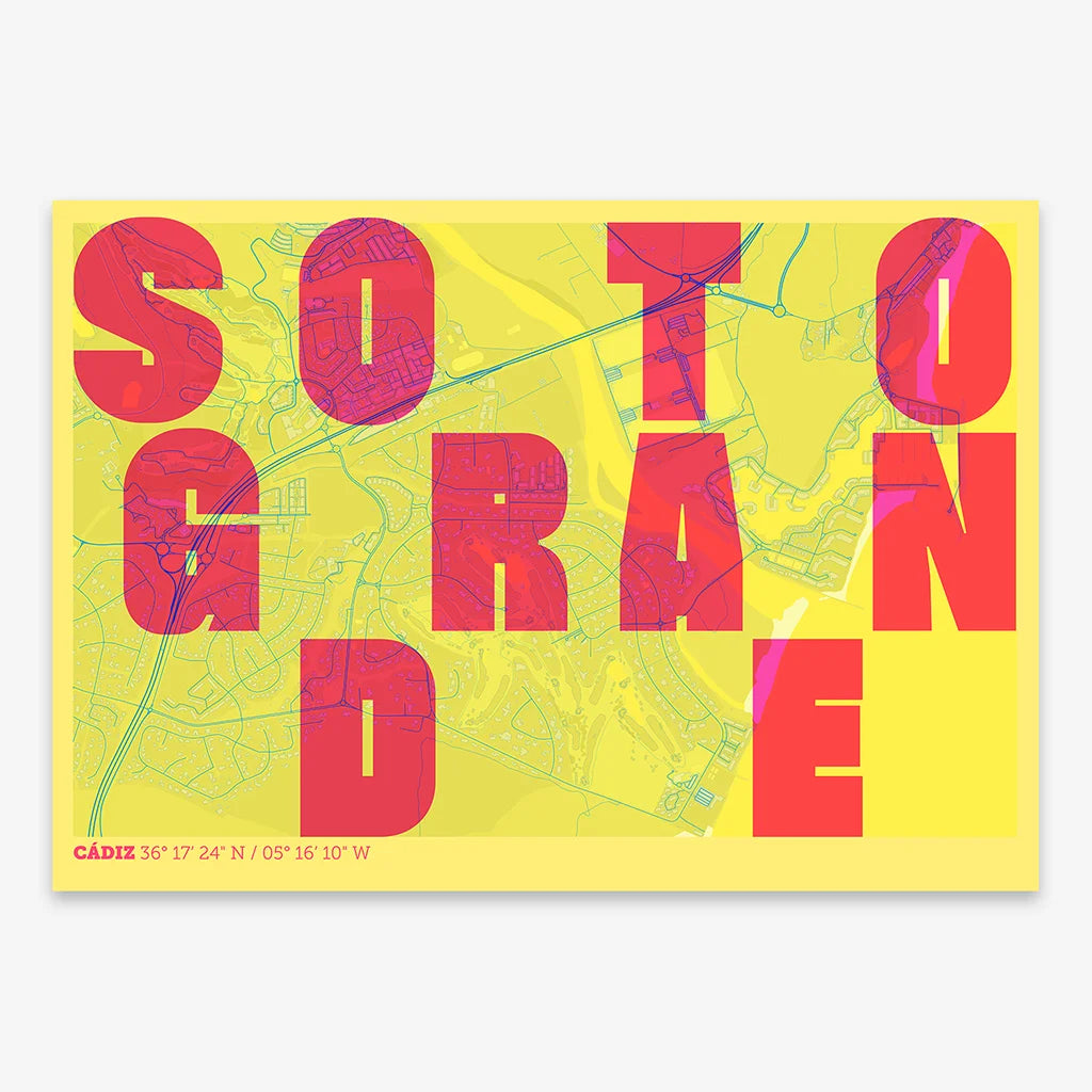 Creative print of Sotogrande – Graphic design and typography on a map