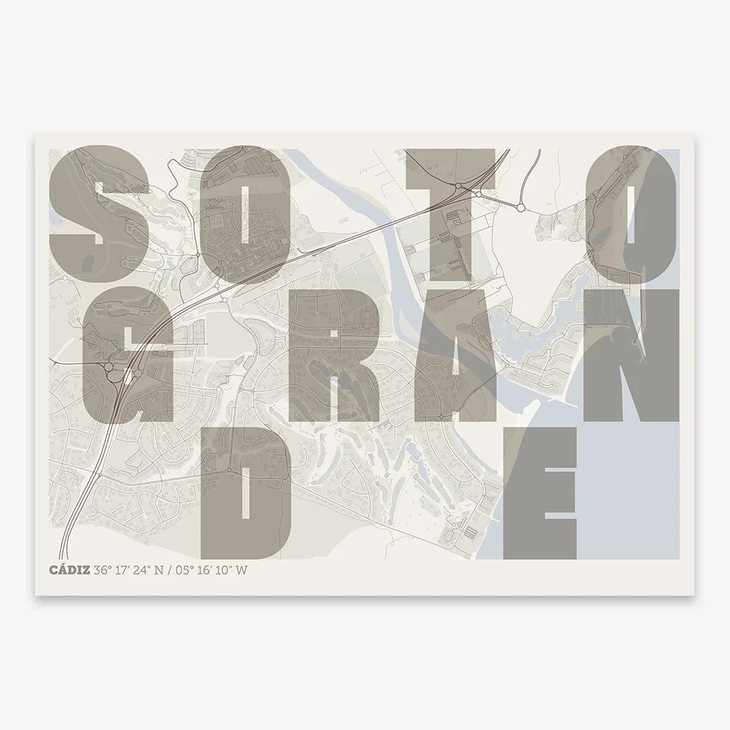 Creative print of Sotogrande – Graphic design and typography on a map
