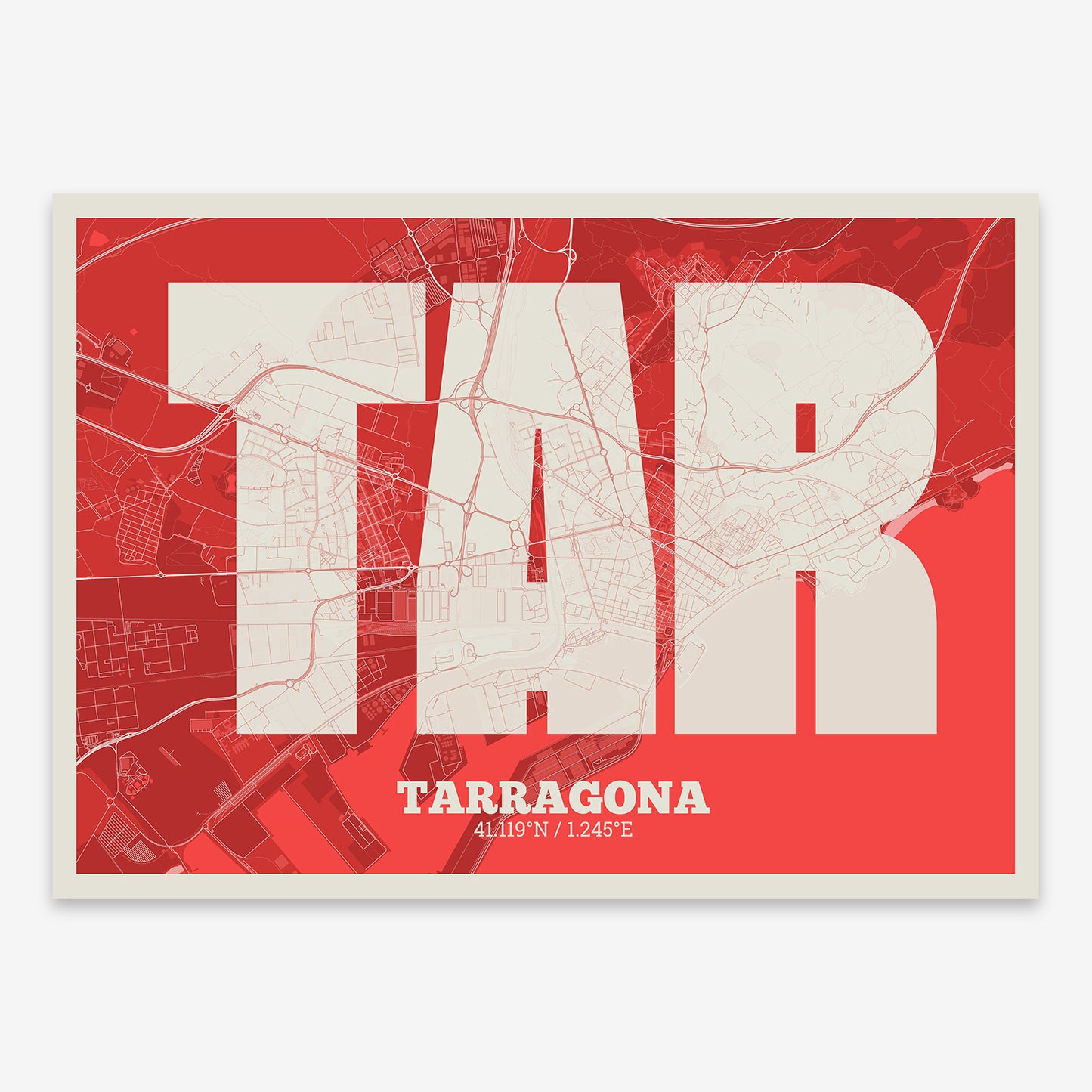 Tarragona Map V02 Boho / No Frame / No