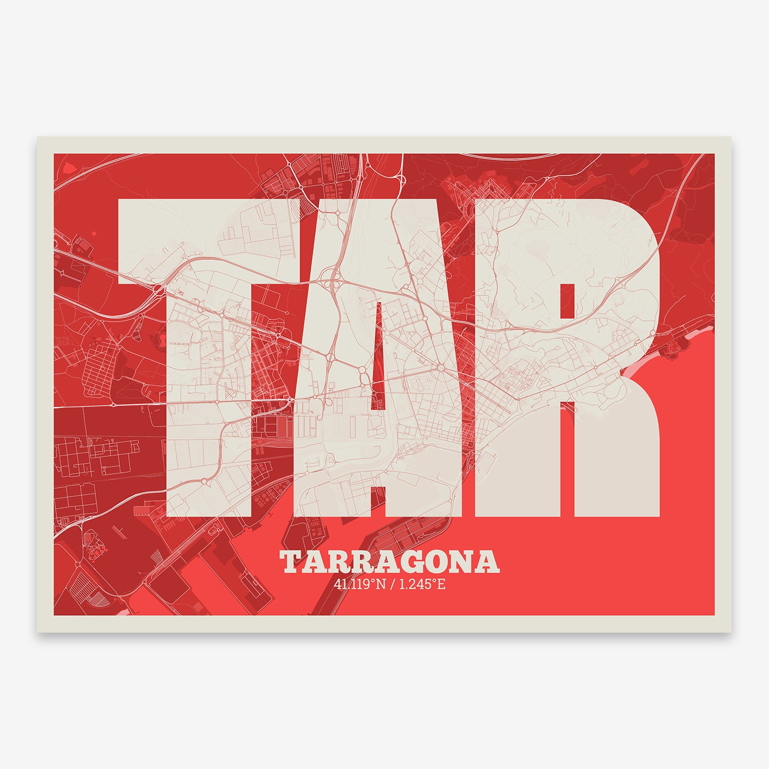 Tarragona Map V02 Boho / No Frame / No