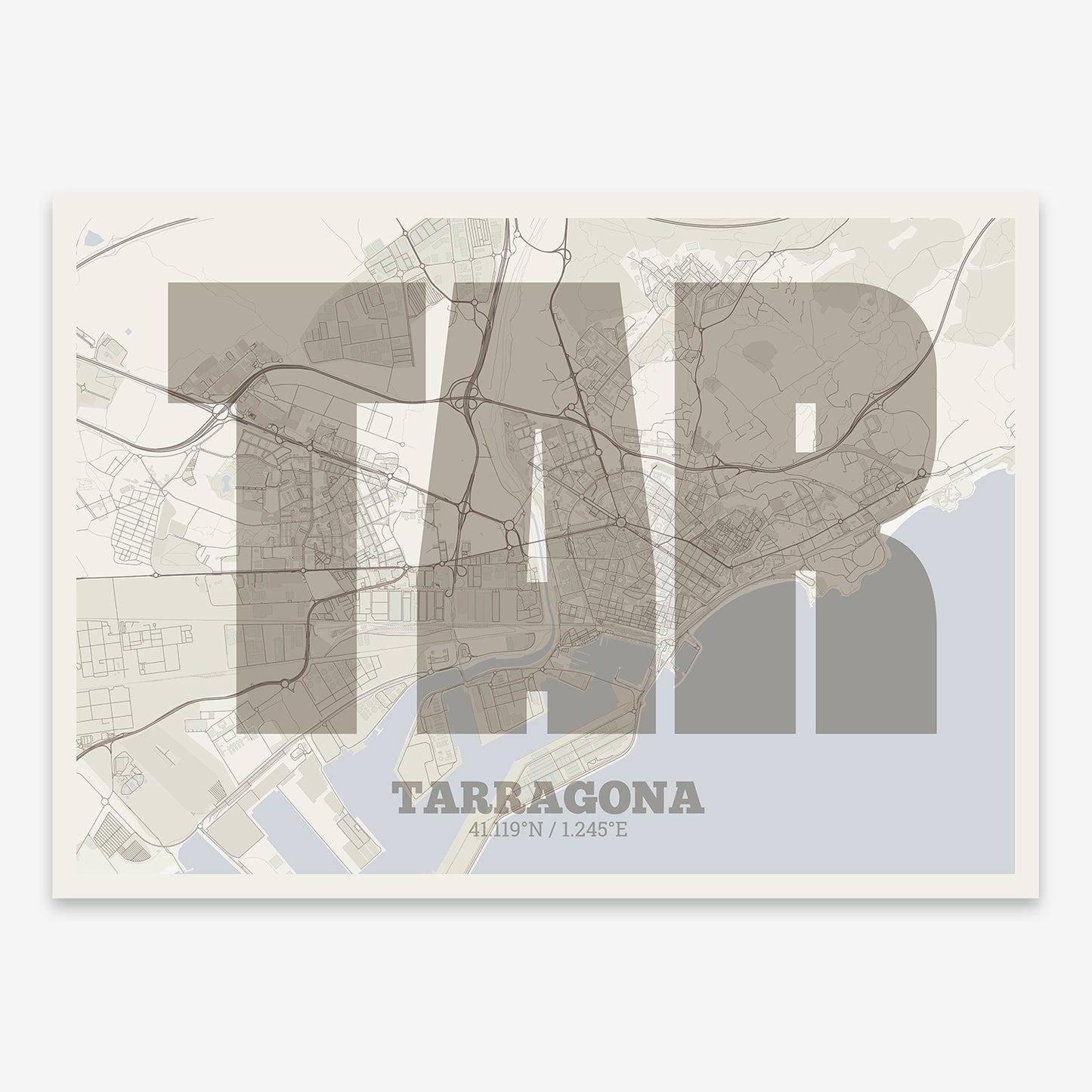 Tarragona Map V02 Rustic / No Frame / No