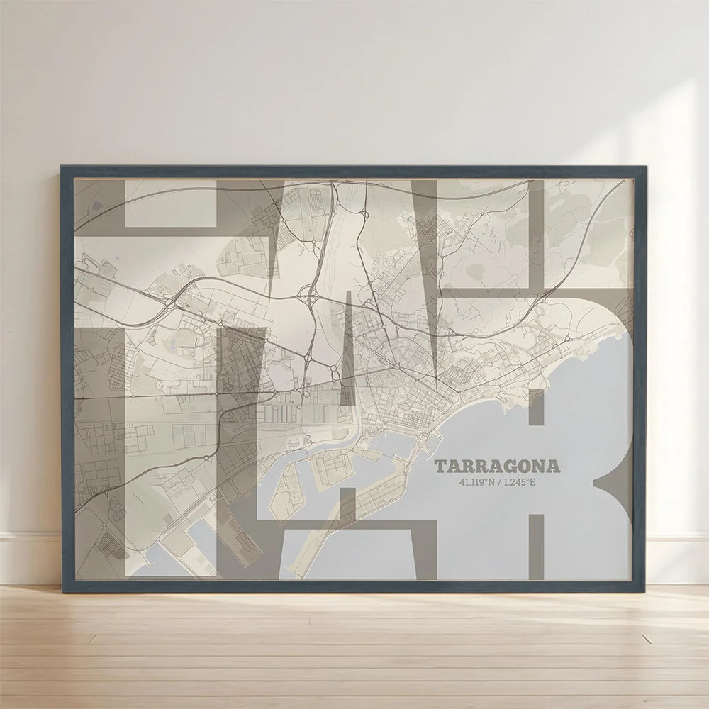 Artistic poster of Tarragona with geometric typography - Custom decoration