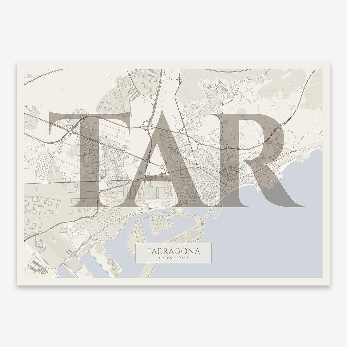 Tarragona Map V06 Rustic / Frame / No