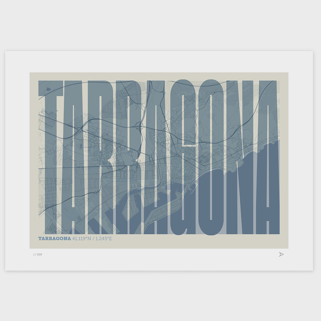 Lámina tipográfica de Tarragona – diseño Extra Comprimida, sin marco sobre papel