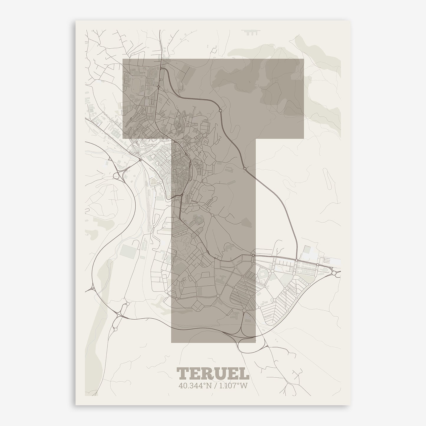 Teruel Map V02 Rustic / No Frame / No