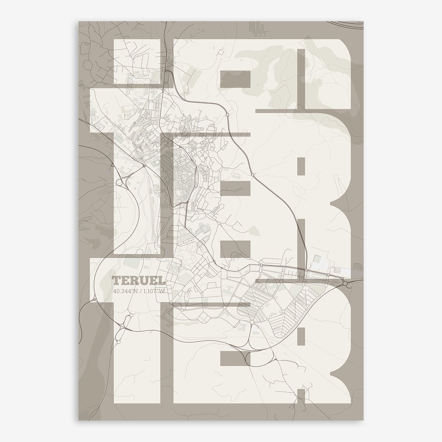 Teruel Map V03 Rustic / Frame / Yes