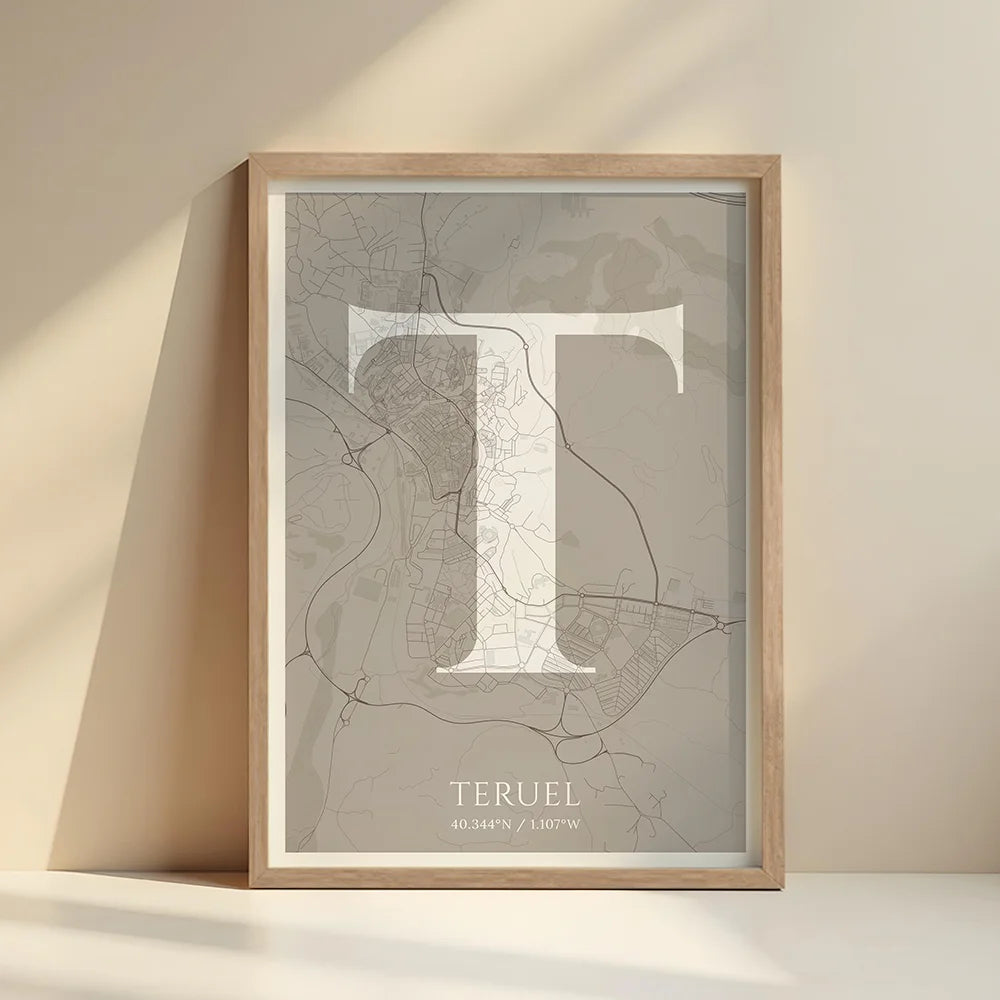 Lámina elegante de Teruel – Póster minimalista y sofisticado