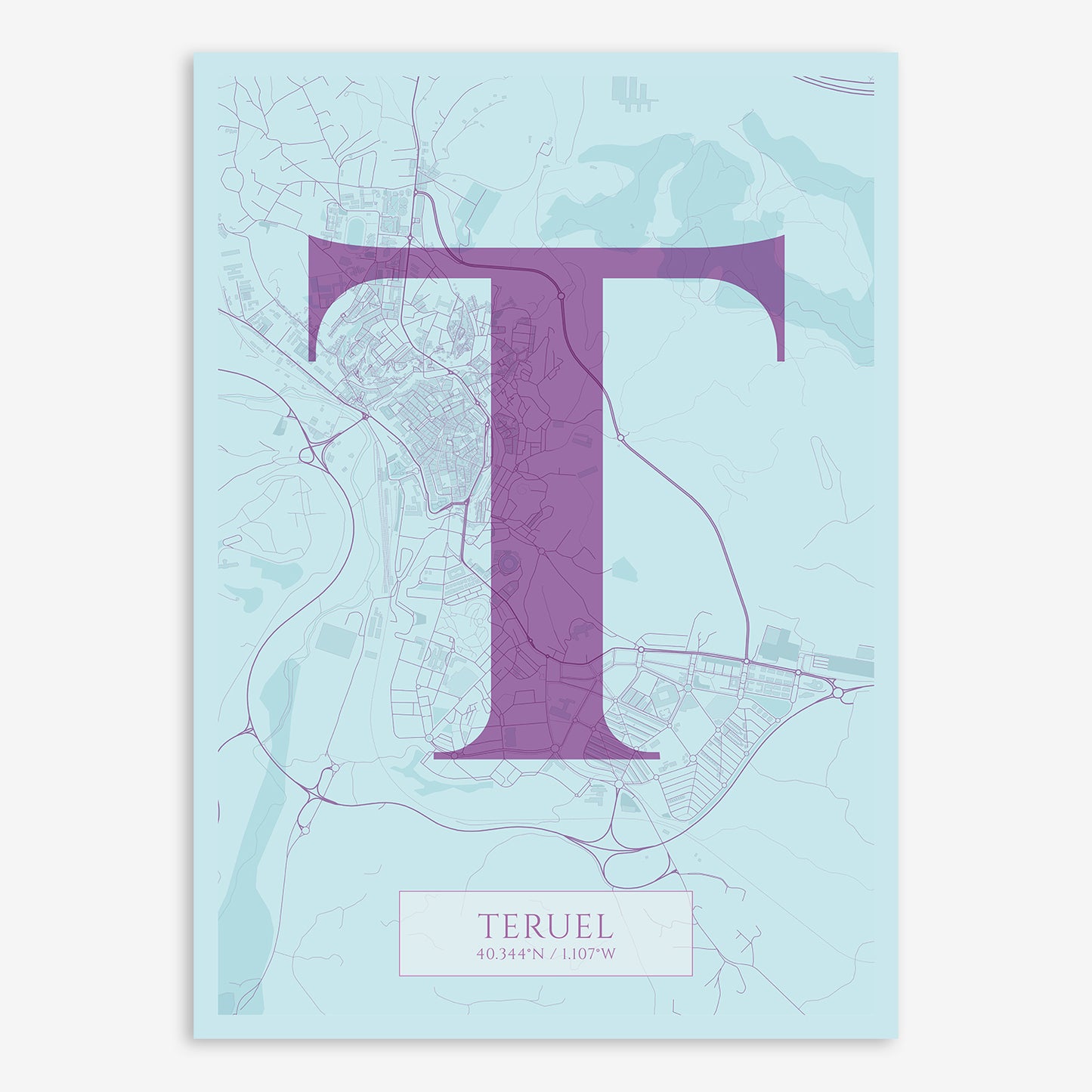 Teruel Map V06 Shabby / Frame / No