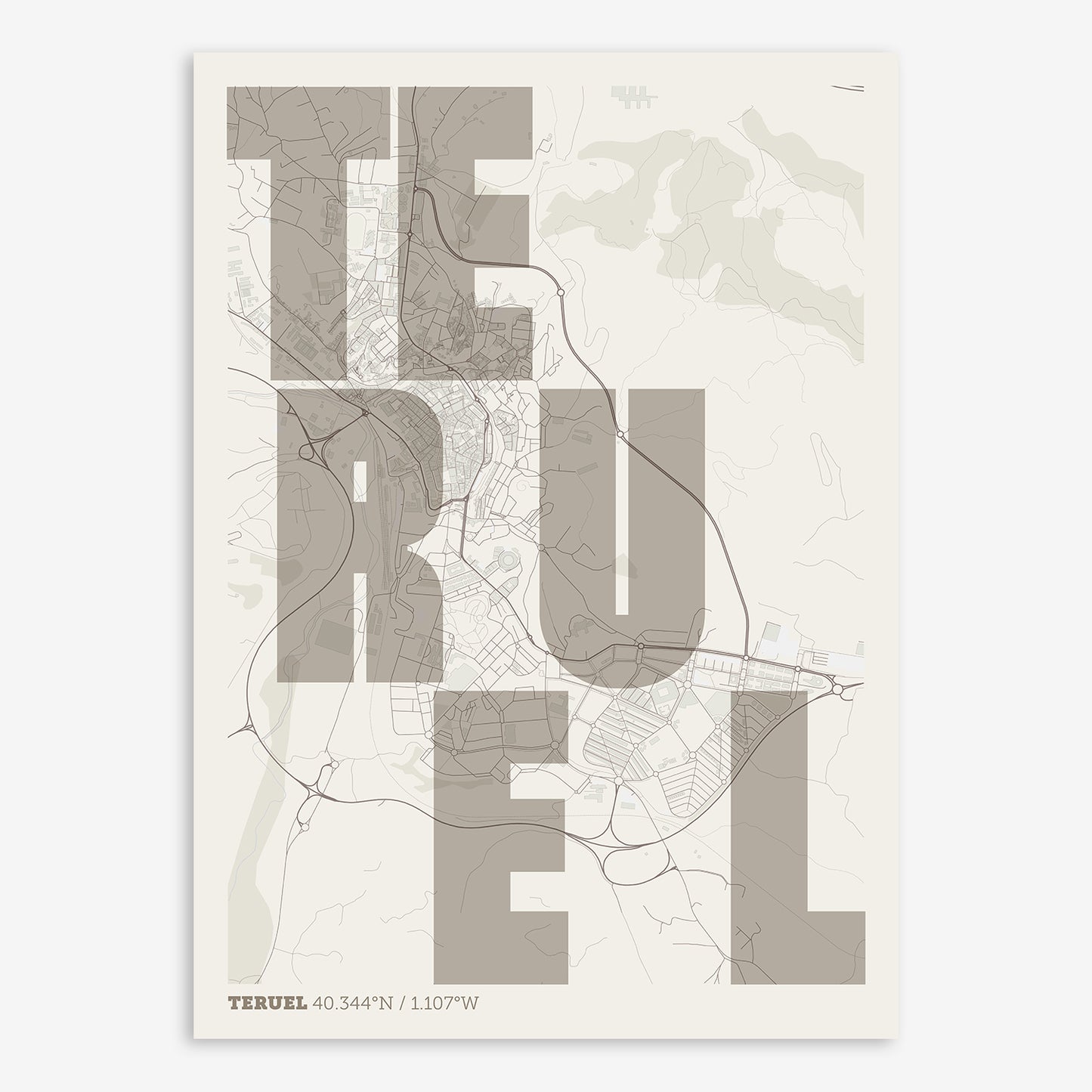 Teruel Map V08 Rustic / No Frame / No