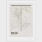 Lámina tipográfica de Teruel – diseño Ultrafina, sin marco sobre papel