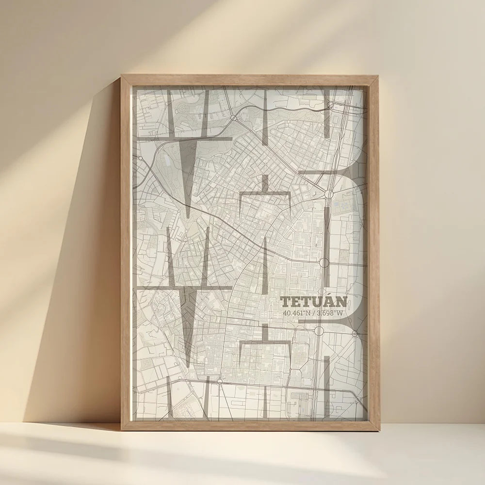 Artistic poster of Tetuán, Madrid with geometric typography - Custom decoration