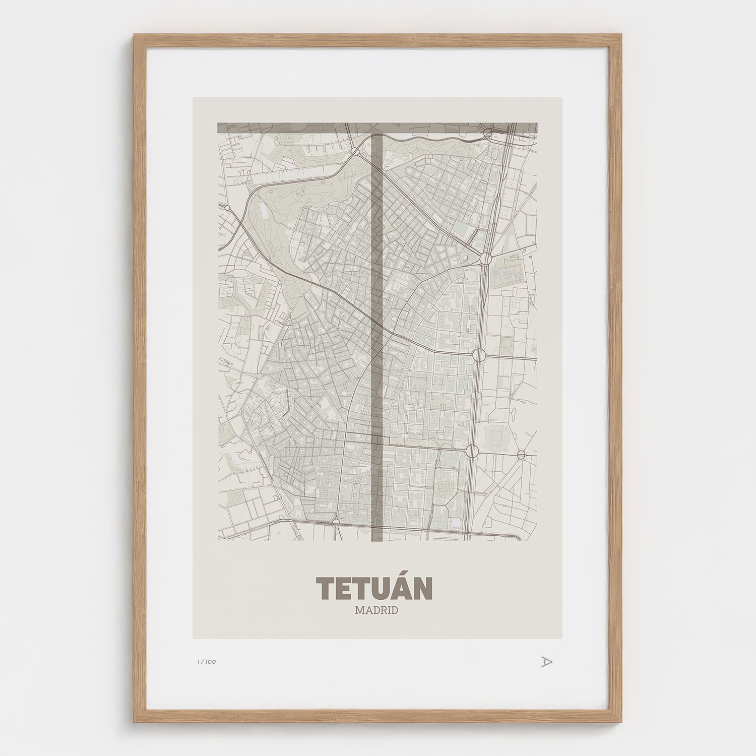 Lámina tipográfica de Tetuán – diseño Ultrafina, marco de madera natural