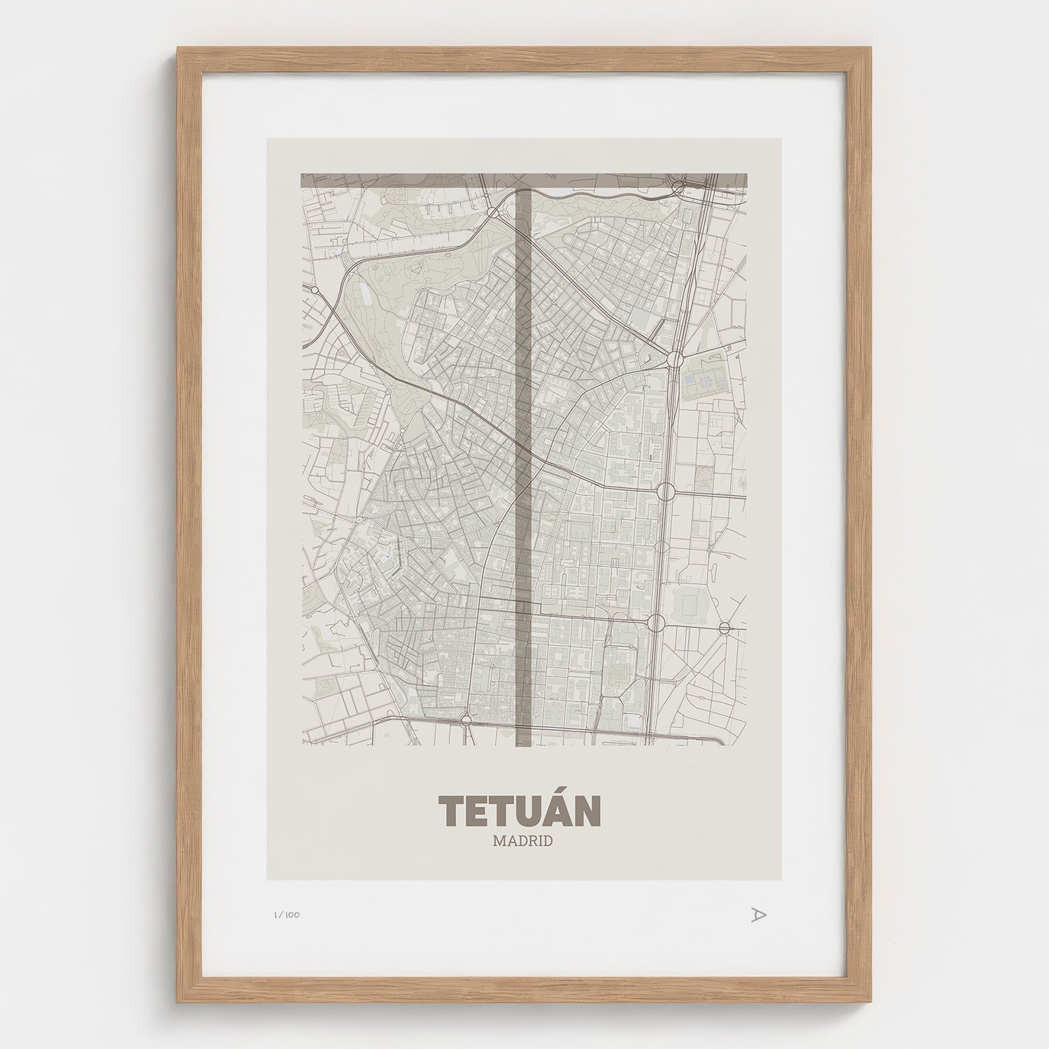 Lámina tipográfica de Tetuán – diseño Ultrafina, marco de madera natural