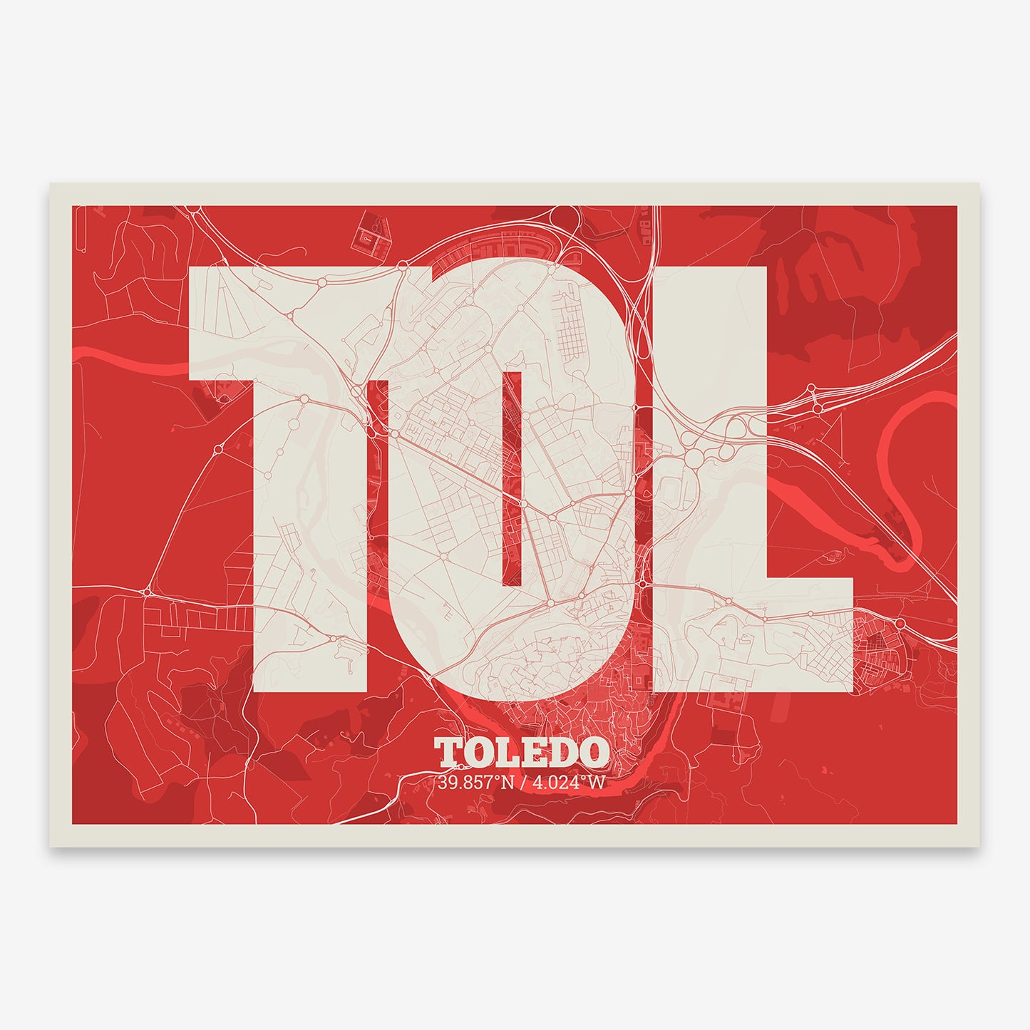 Toledo Map V02 Boho / No Frame / No