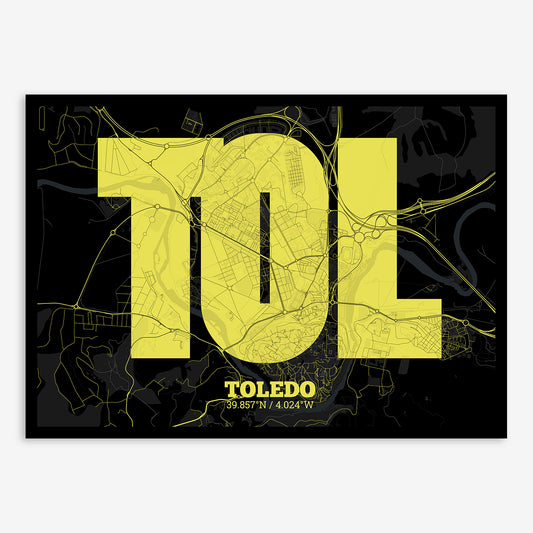 Toledo Map V02 Night / Frame / Yes