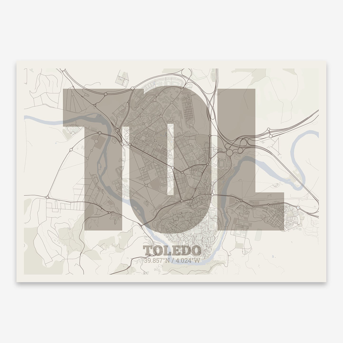 Toledo Map V02 Rustic / Frame / Yes