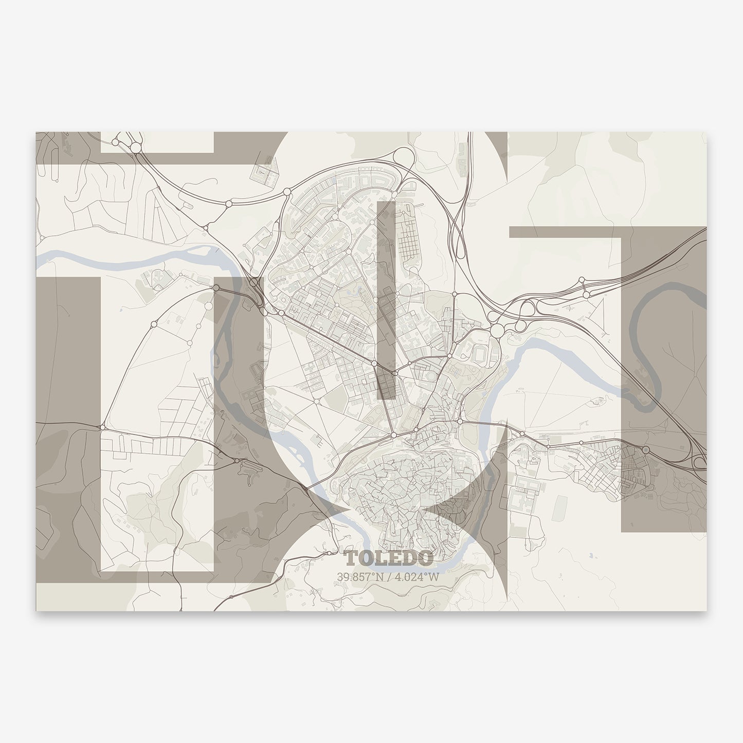 Toledo Map V03 Rustic / No Frame / No