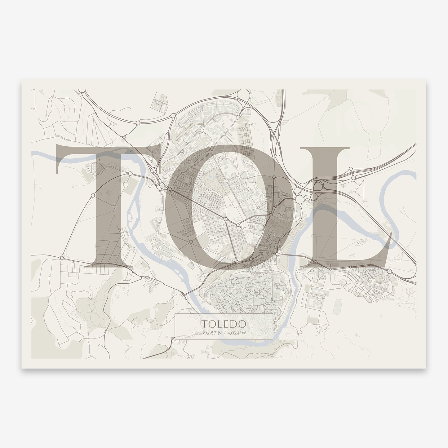 Toledo Map V06 Rustic / No Frame / No