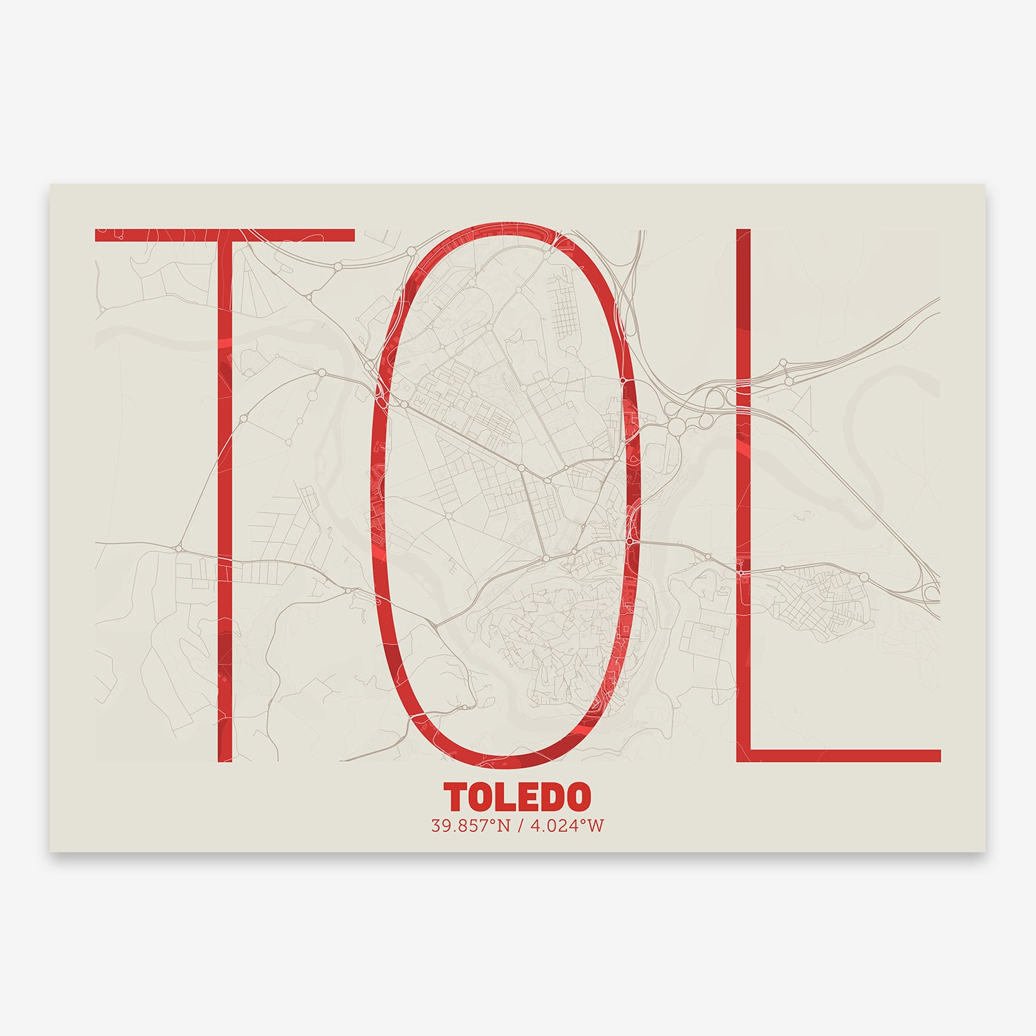 Toledo Map V07 Boho / No Frame / No