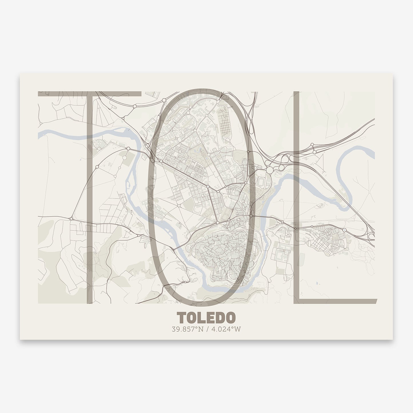 Toledo Map V07 Rustic / No Frame / No