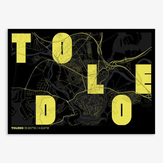 Toledo Map V08 Night / Frame / Yes