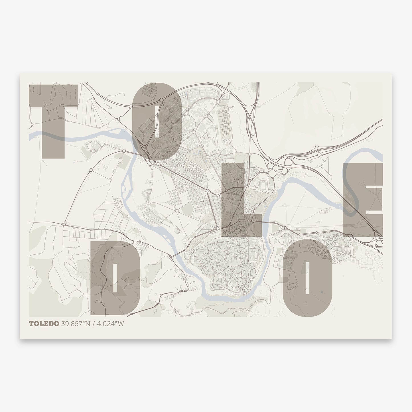 Toledo Map V08 Rustic / No Frame / No