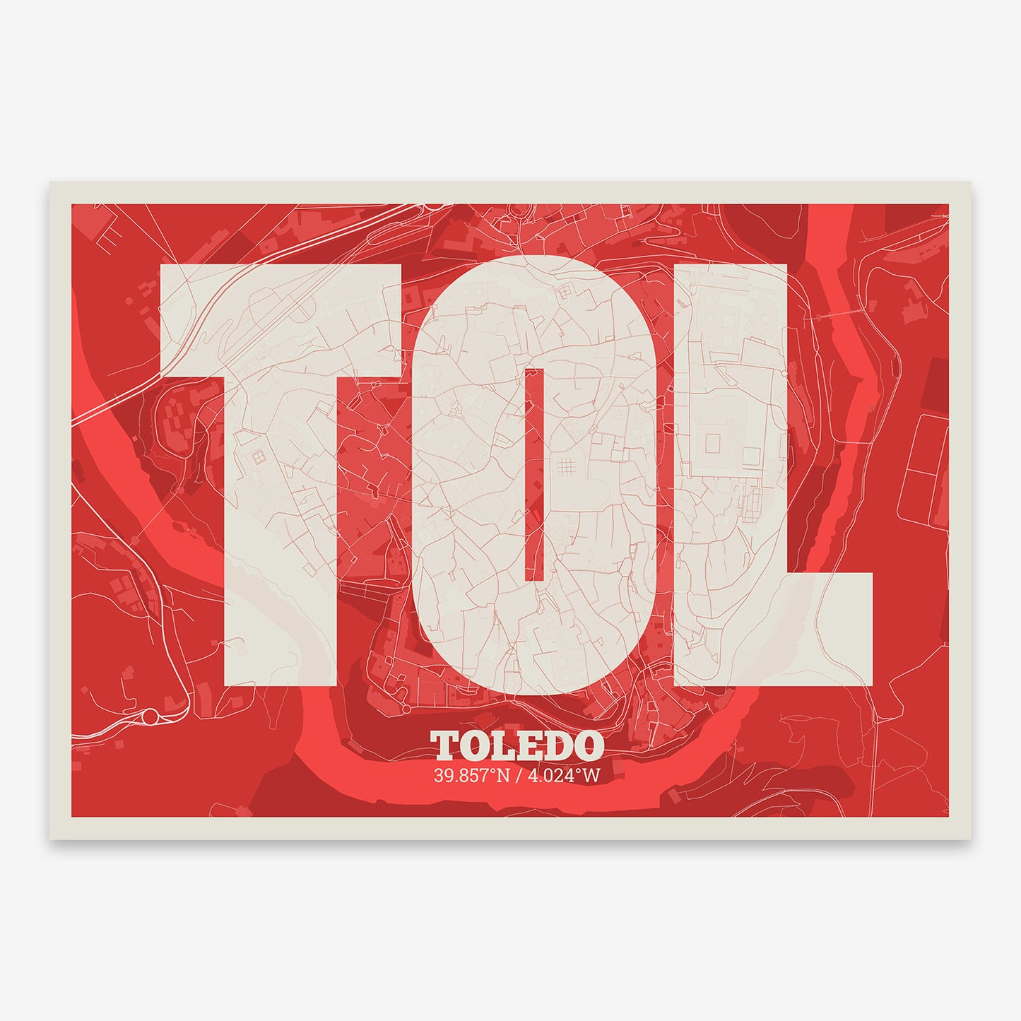 Toledo Downtown Map V02 Boho / No Frame / No