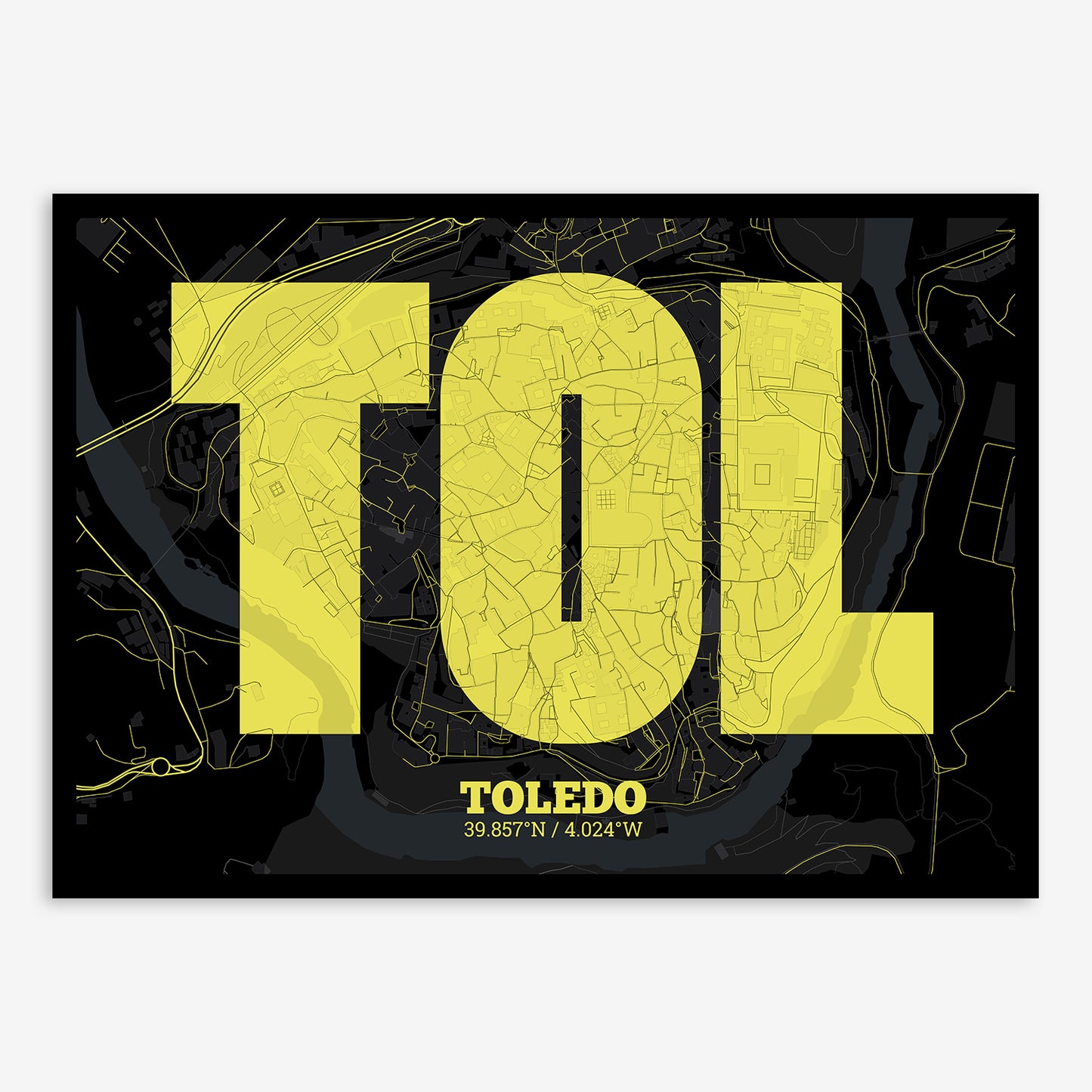 Toledo Downtown Map V02 Night / No Frame / No