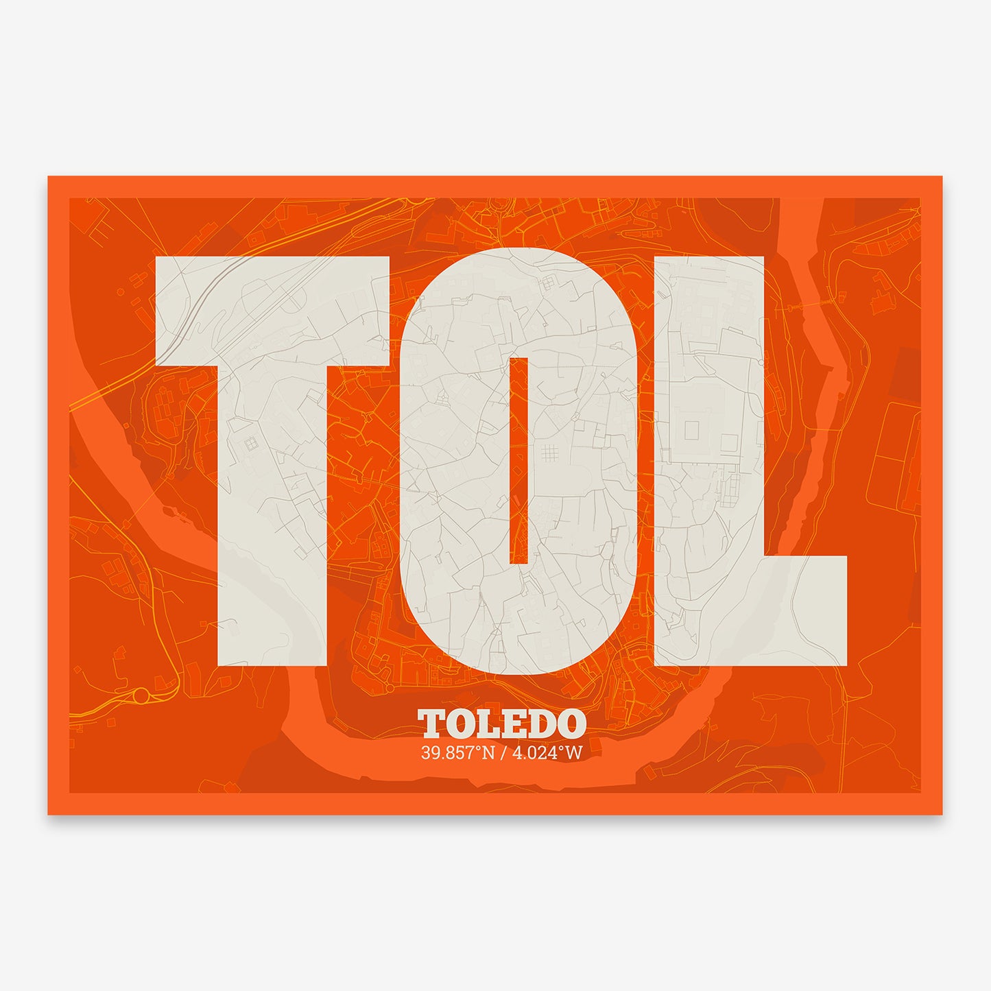 Toledo Downtown Map V02 Tribal / Frame / No