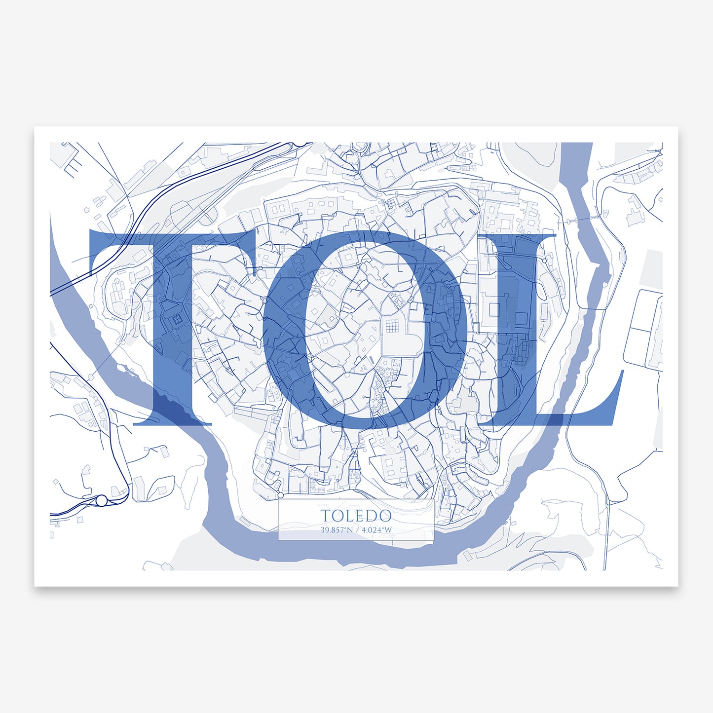 Toledo Downtown Map V06 Med / Frame / No