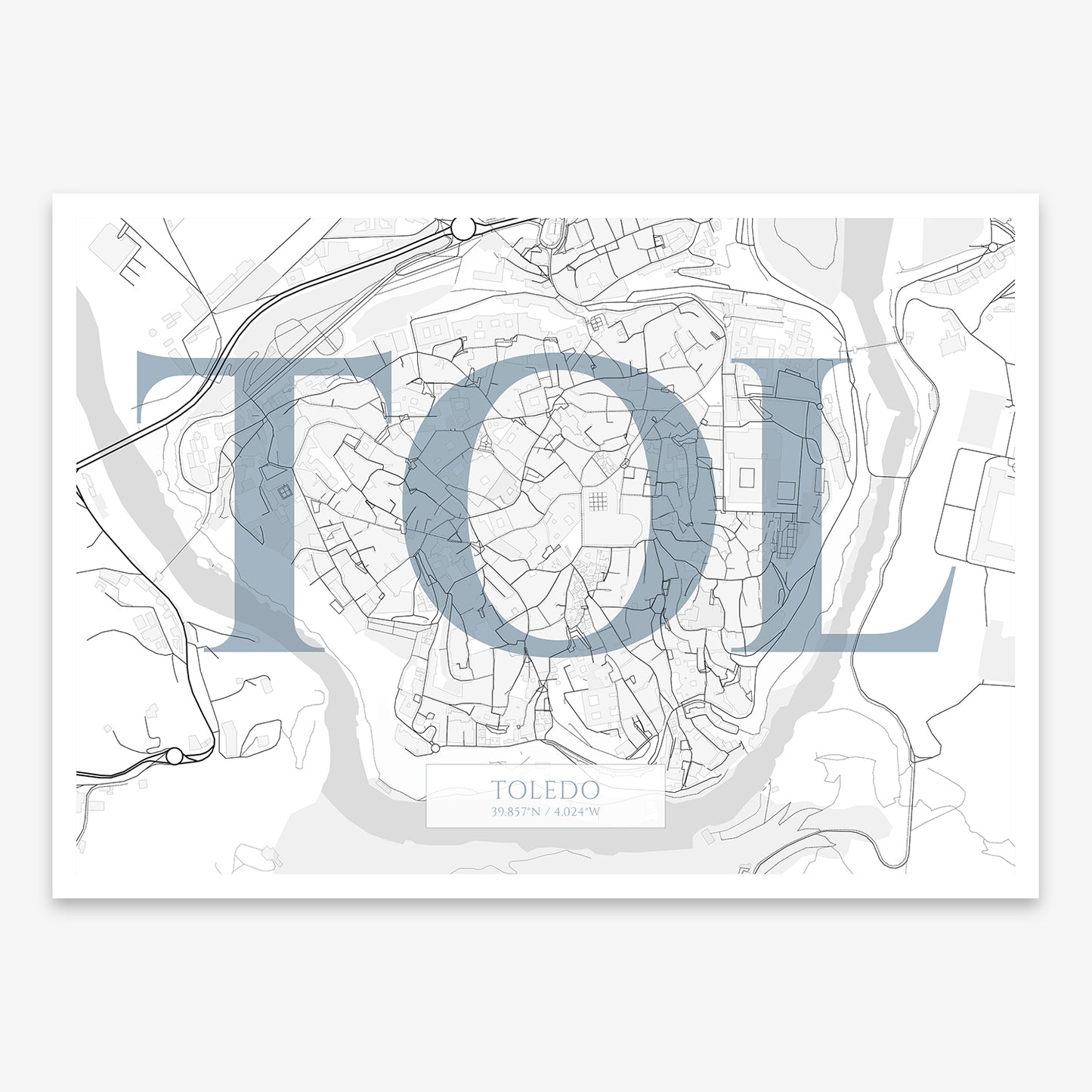 Toledo Downtown Map V06 Urban / Frame / No