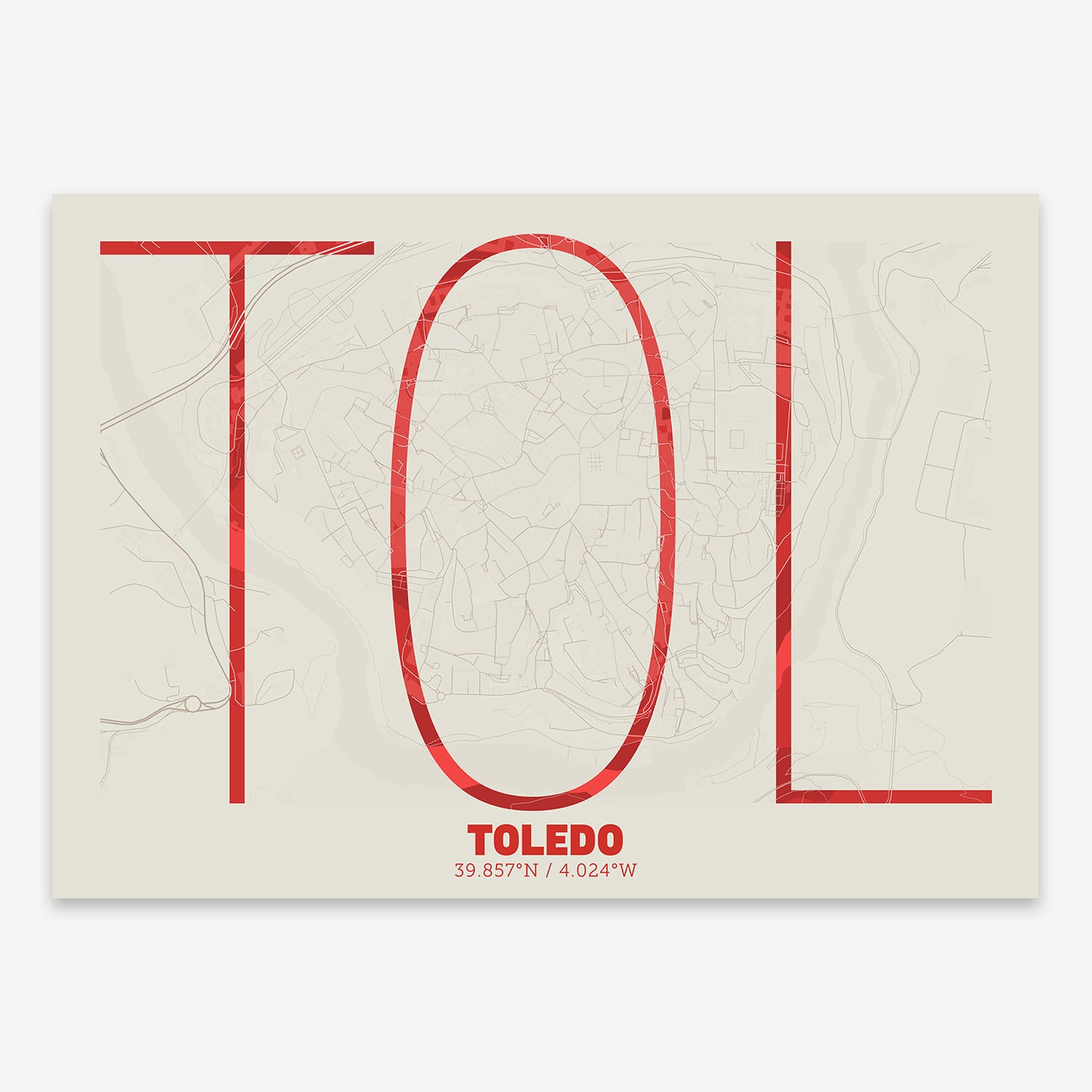 Toledo Downtown Map V07 Boho / Frame / No