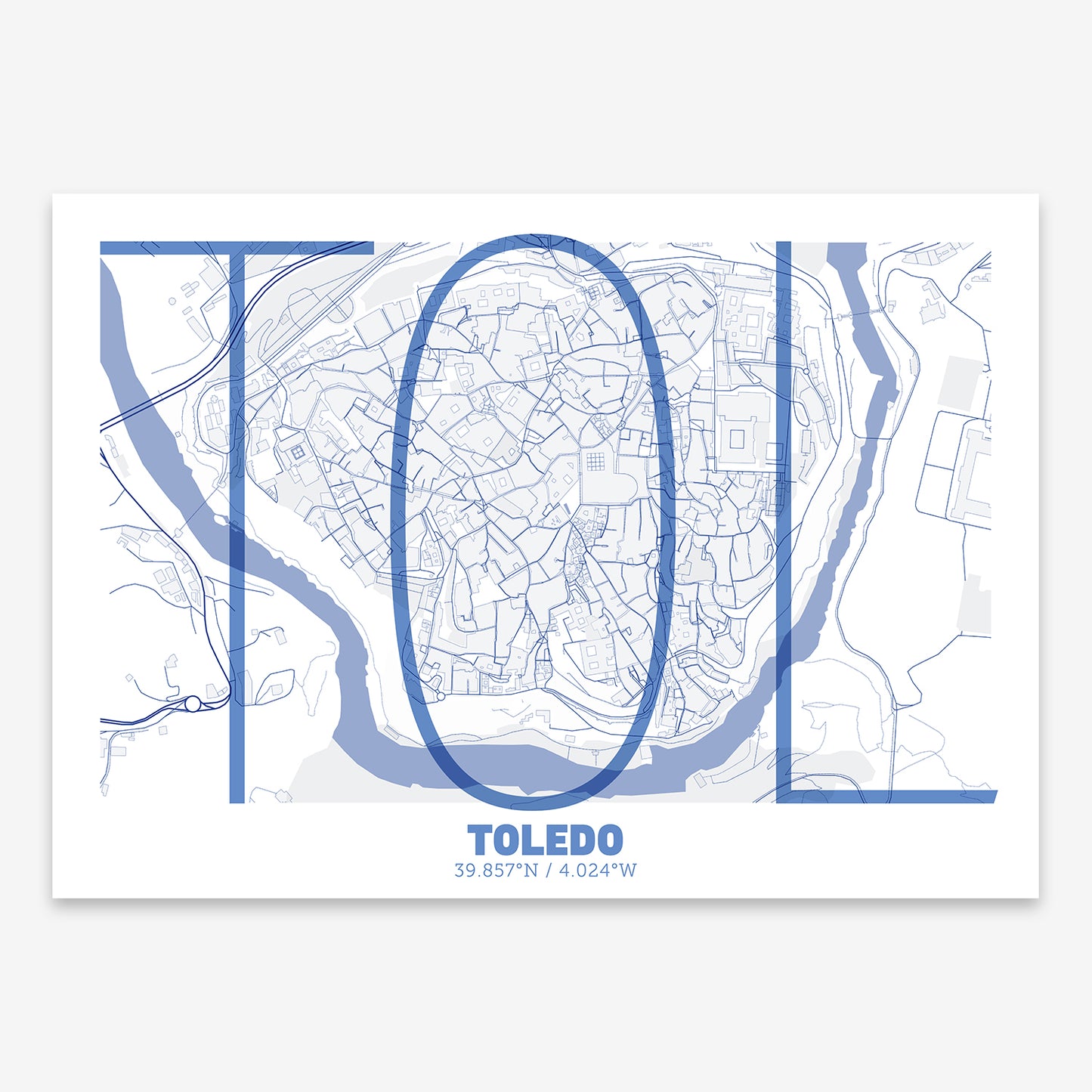 Toledo Downtown Map V07 Med / No Frame / No